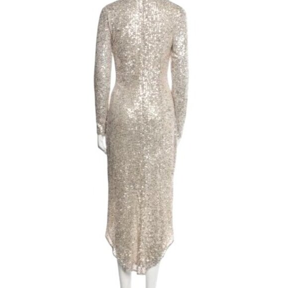 Ienna For Mac Duggal Sequin Long Sleeve High-Low Cocktail Dress Size 0 Gold - Picture 12 of 14